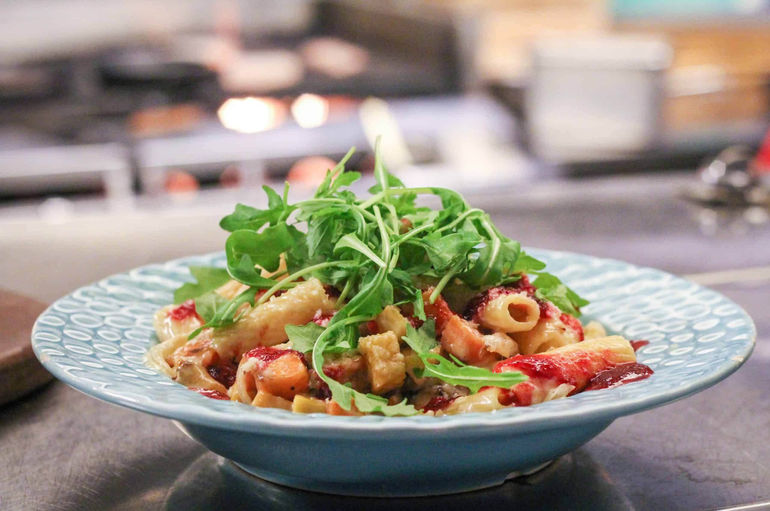 Pasta plate with fresh greens