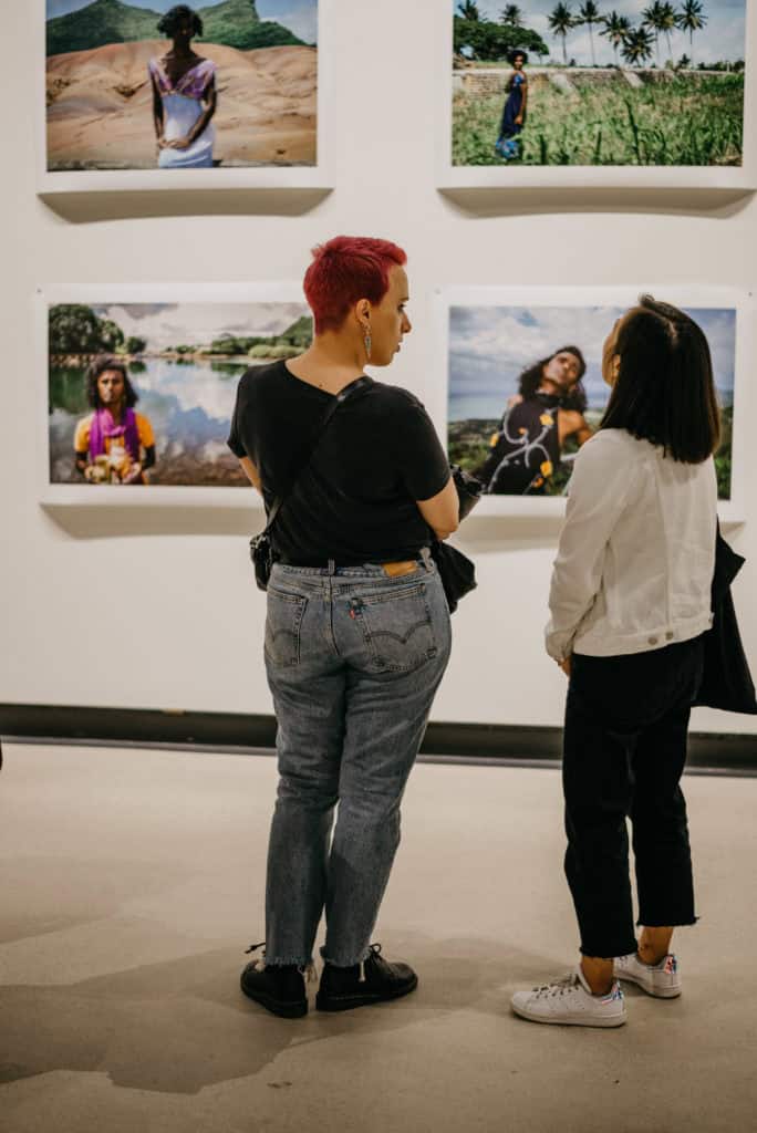 Women admiring artwork
