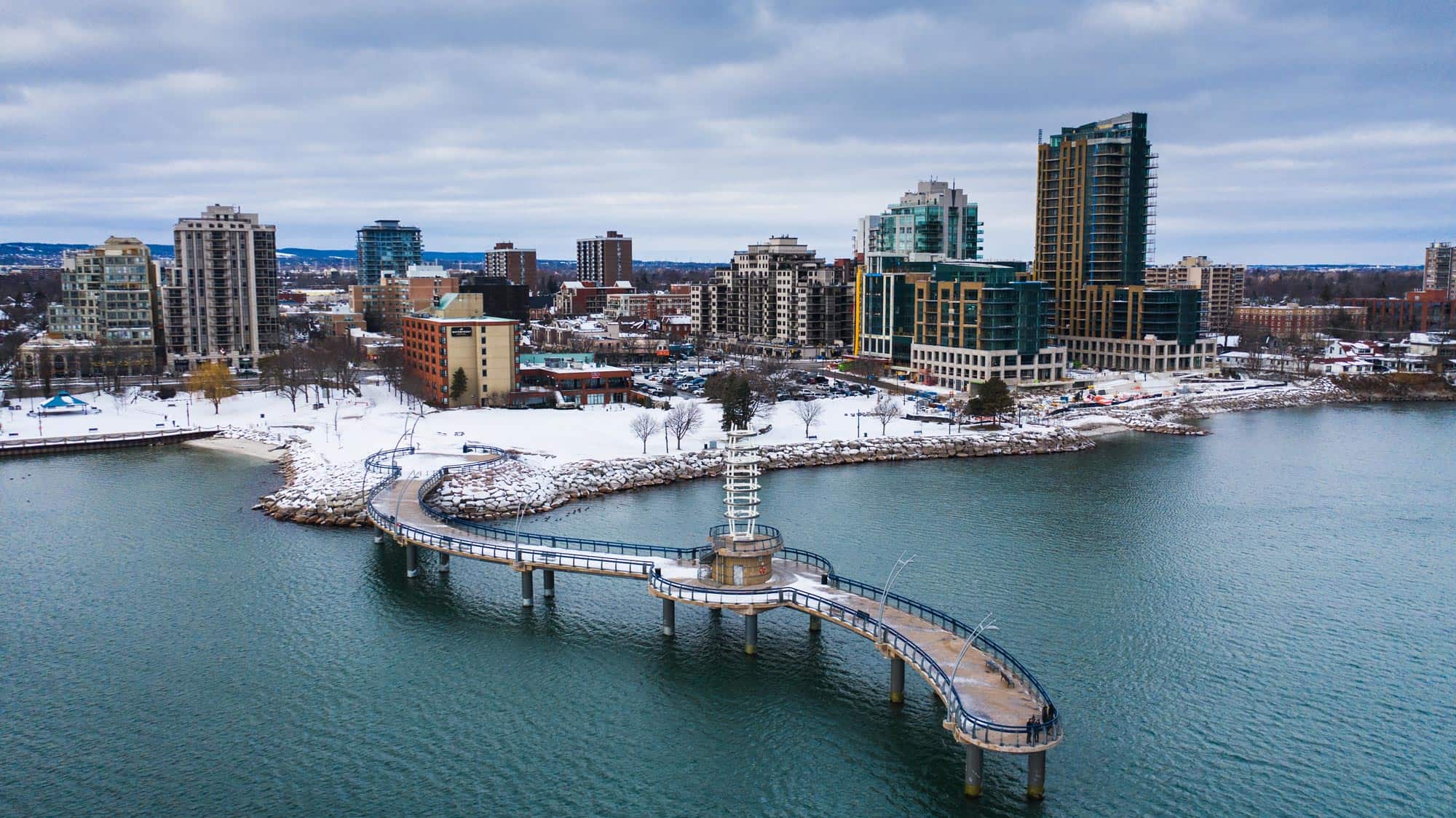 Pier and Hotel aerial shot of downtown