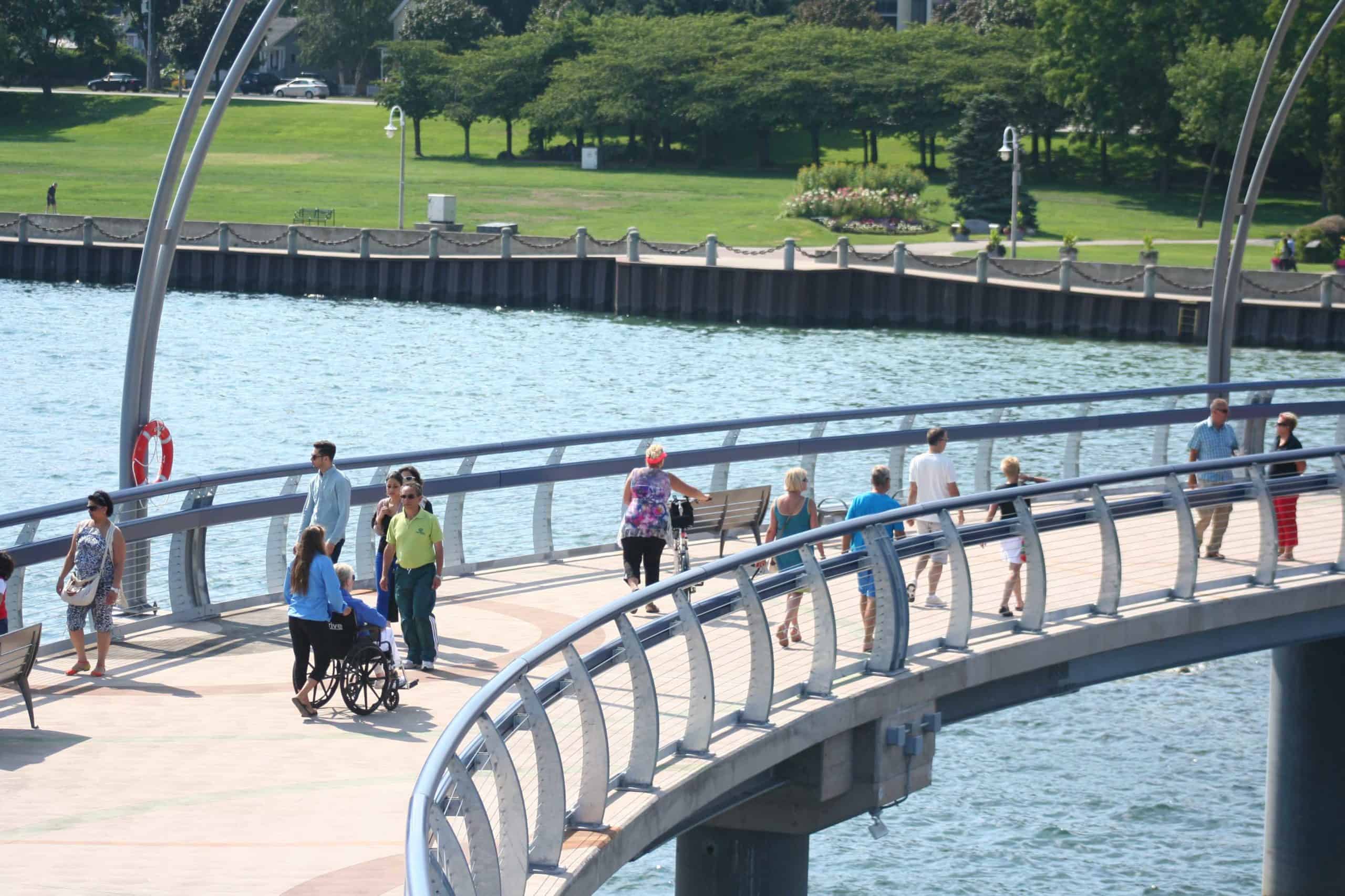 Brant Street Pier is shown being wheelchair accessible.